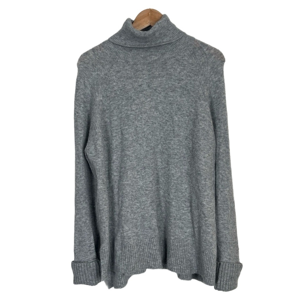 J.Crew Sweater Womens Size‎ Medium Gray Oversize Turtleneck Side Vents Coastal